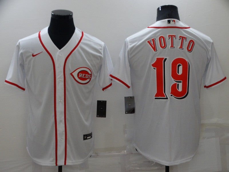 Men's Cincinnati Reds Joey Votto #19 White Baseball Jersey